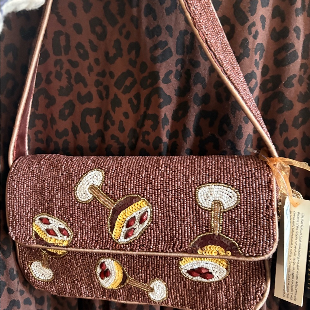 Beaded Brown Embellished Shoulder Bag Espresso Martini